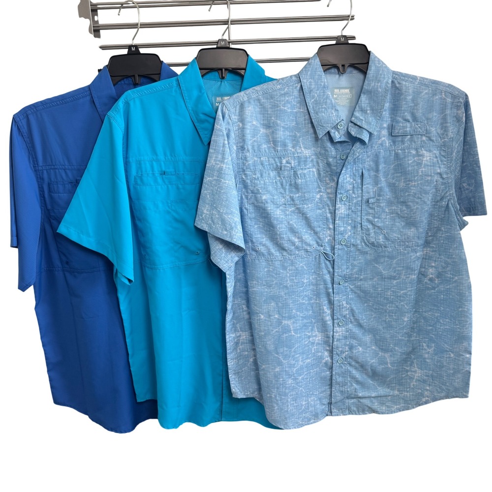 NEW! Lot of 3 Reel Legends Saltwater II Mens Fishing Shirts Size Medium